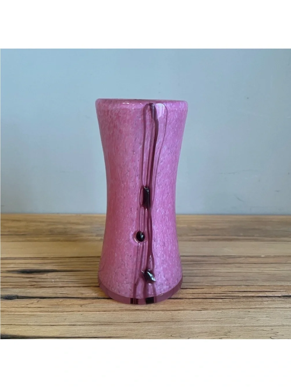 Hand-blown pink art glass vase